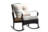 25" X 33" X 34" Black Steel Patio Rocking Chair With Beige Cushions