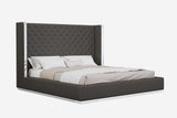 King Tufted Dark Gray And Gray Upholstered Faux Leather Bed