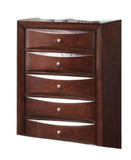 32" Espresso Solid Wood Five Drawer Chest