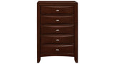 32" Espresso Solid Wood Five Drawer Chest