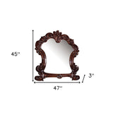 45" Brown Crowned Top Solid Wood Framed Dresser Mirror