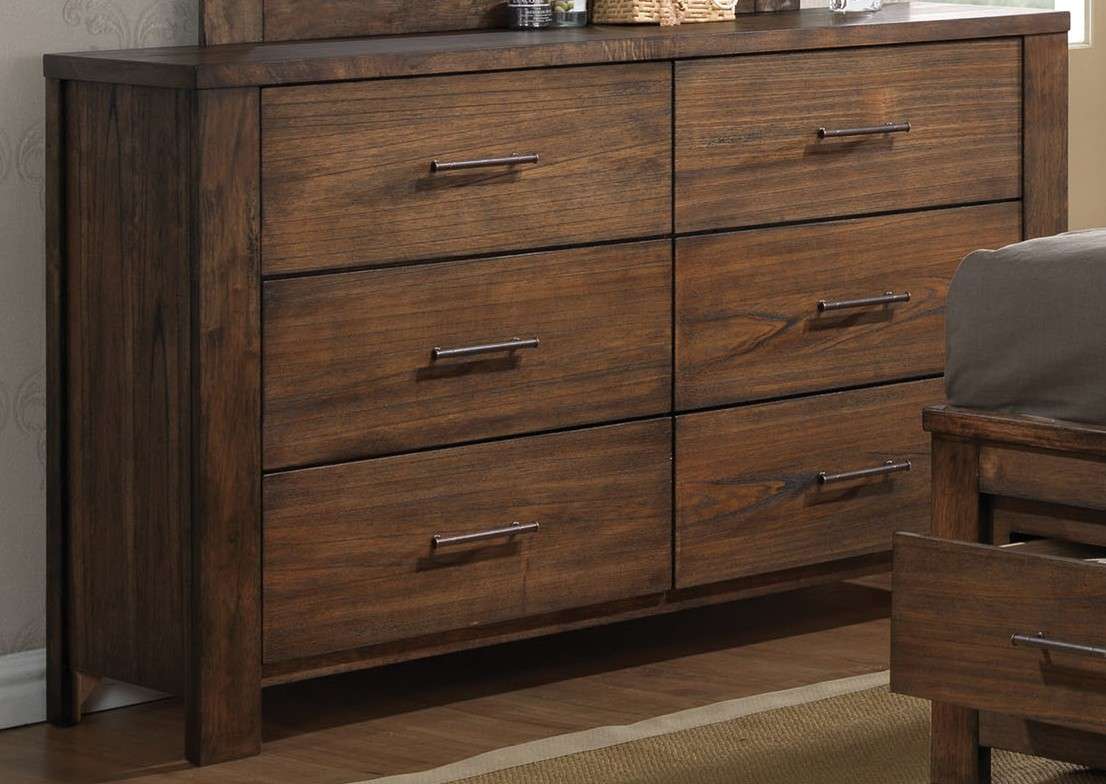 59" Brown Metal Six Drawer Dresser