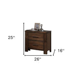 25" Brown Two Drawers Nightstand