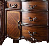 70" Cherry Oak Solid Wood Five Drawer Combo Dresser