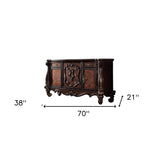 70" Cherry Oak Solid Wood Five Drawer Combo Dresser