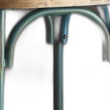 21" Brown And Sky Blue Iron Bar Chair