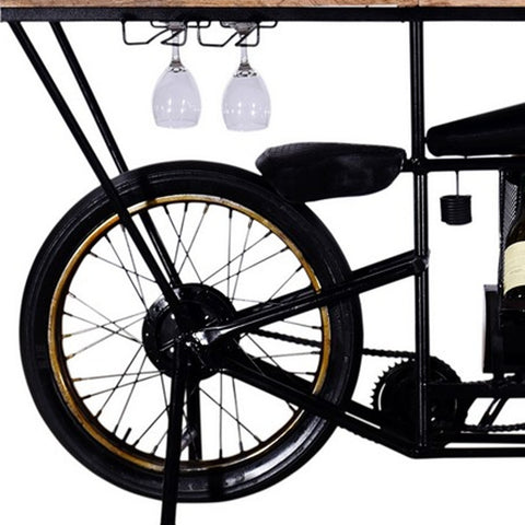 17" X 71" X 35" Black Motorcycle Wine Bar