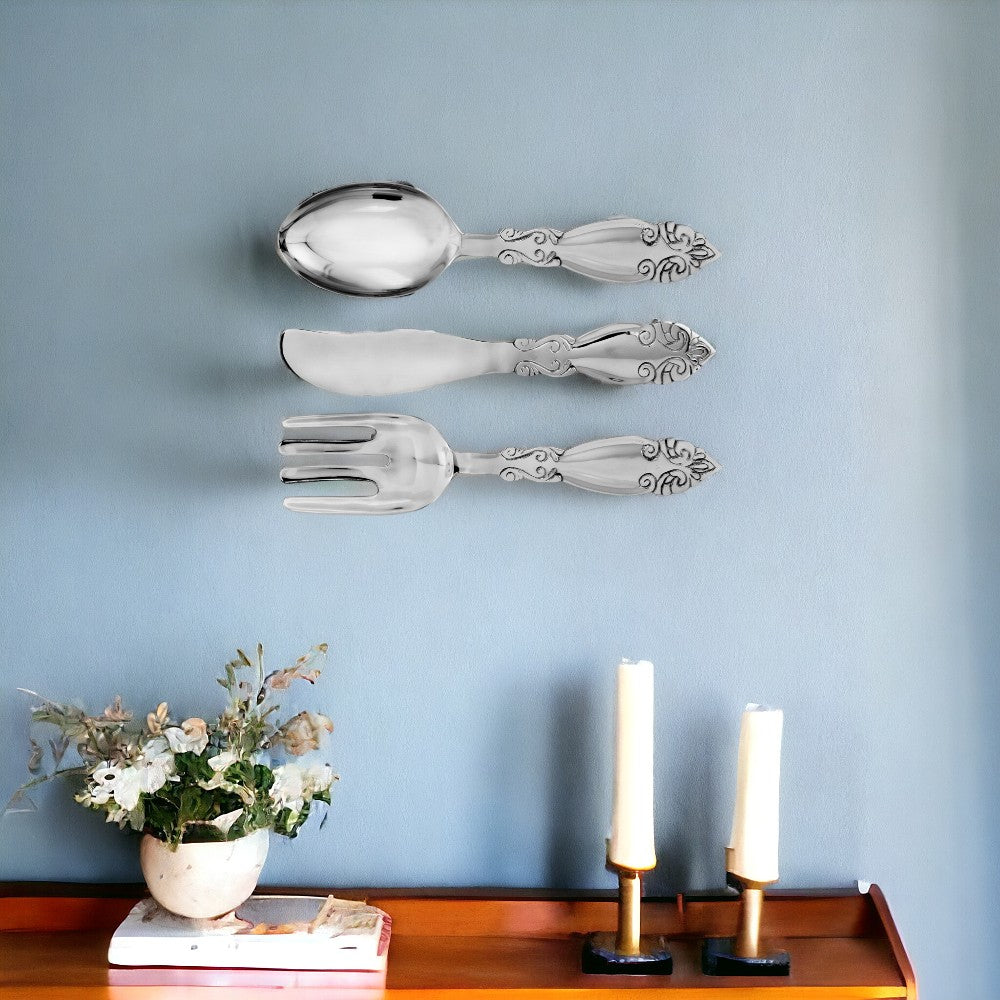 Set Of Three Silver Cutlery Wall Art