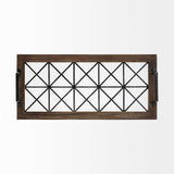 Brown Wood With Geometrically Metal Frame And Glass  Bottom Tray