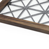 Brown Wood With Geometrically Metal Frame And Glass  Bottom Tray