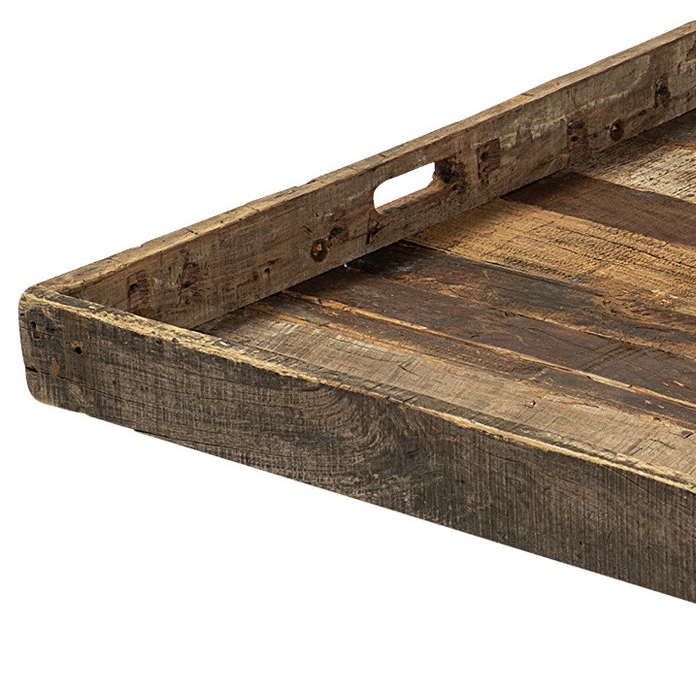 Natural Brown Reclaimed Wood With Grains And Knots Highlight Tray