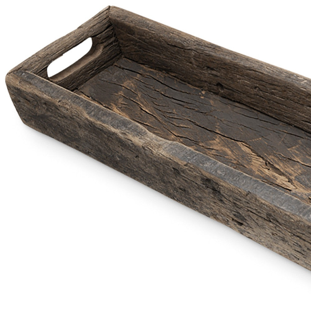 Small Natural Brown Reclaimed Wood With Grains And Knots Highlight Tray