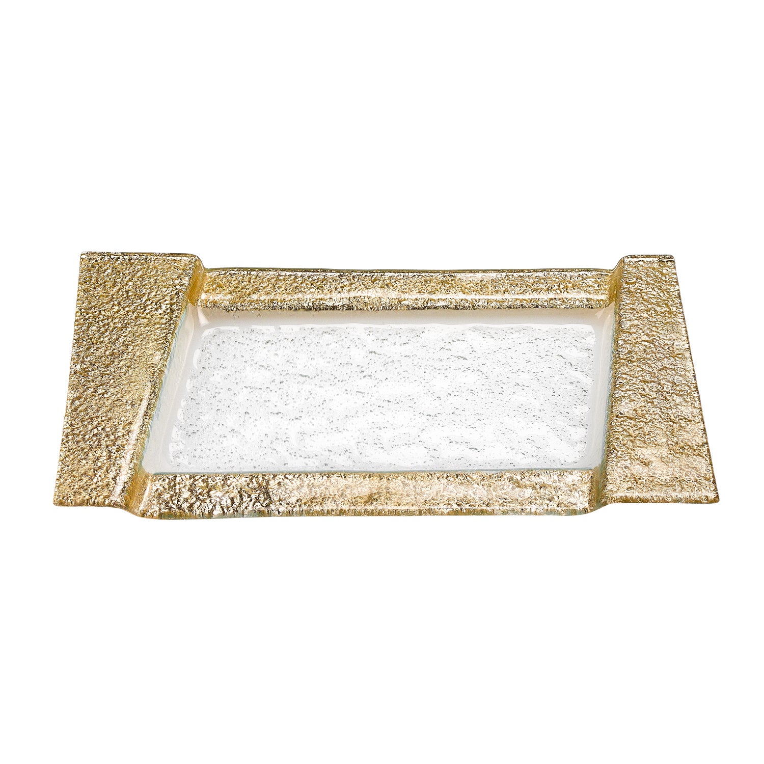 13" Gold Glass Snack Or Vanity Tray