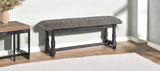 56" Black and White and Gray Upholstered Cotton Blend Trellis Bench