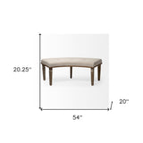 20" Beige And Brown Upholstered Polyester Blend Bench