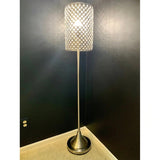 62" Silver Chrome Floor Lamp With Clear Faux Crystal Drum Shade