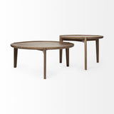 S 2 39.5" & 31.25" Round Solid Wood Nesting Coffee Tables