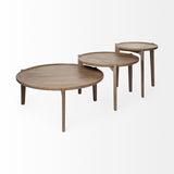 S 2 39.5" & 31.25" Round Solid Wood Nesting Coffee Tables