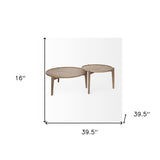 S 2 39.5" & 31.25" Round Solid Wood Nesting Coffee Tables