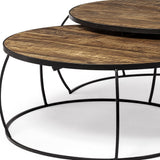 S2 41" & 38" Round Wood Top Nesting Coffee Tables