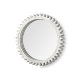 35.5" Round Whitewashed Wood Frame Wall Mirror