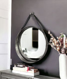 30" Black Round Metal Framed Accent Mirror