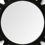 26" Black Cog Round Metal Frame Wall Mirror