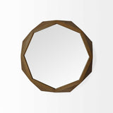 32" Octagon Wooden Frame Wall Mirror