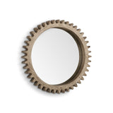 35" Round Natural Wood Frame Wall Mirror