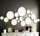 20" Gold and Silver Round Metal Framed Accent Mirror