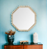 32" Octagon Natural Wood Frame Wall Mirror