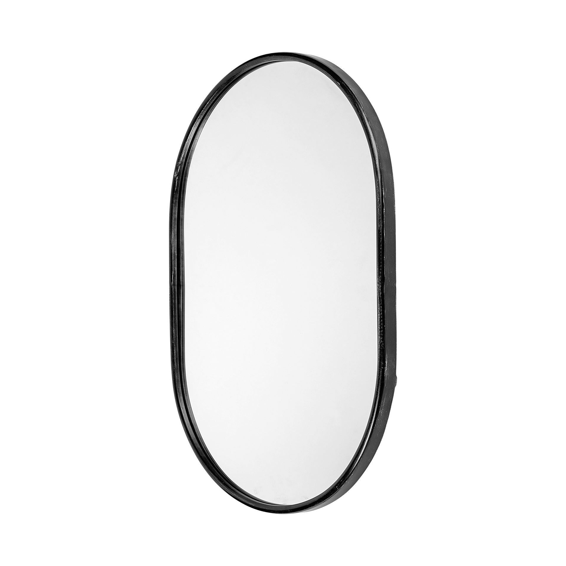 36" Black Oval Metal Framed Accent Mirror