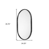 36" Black Oval Metal Framed Accent Mirror