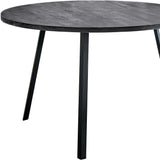 48" Round Dining Room Table With Black Reclaimed Wood And Black Metal