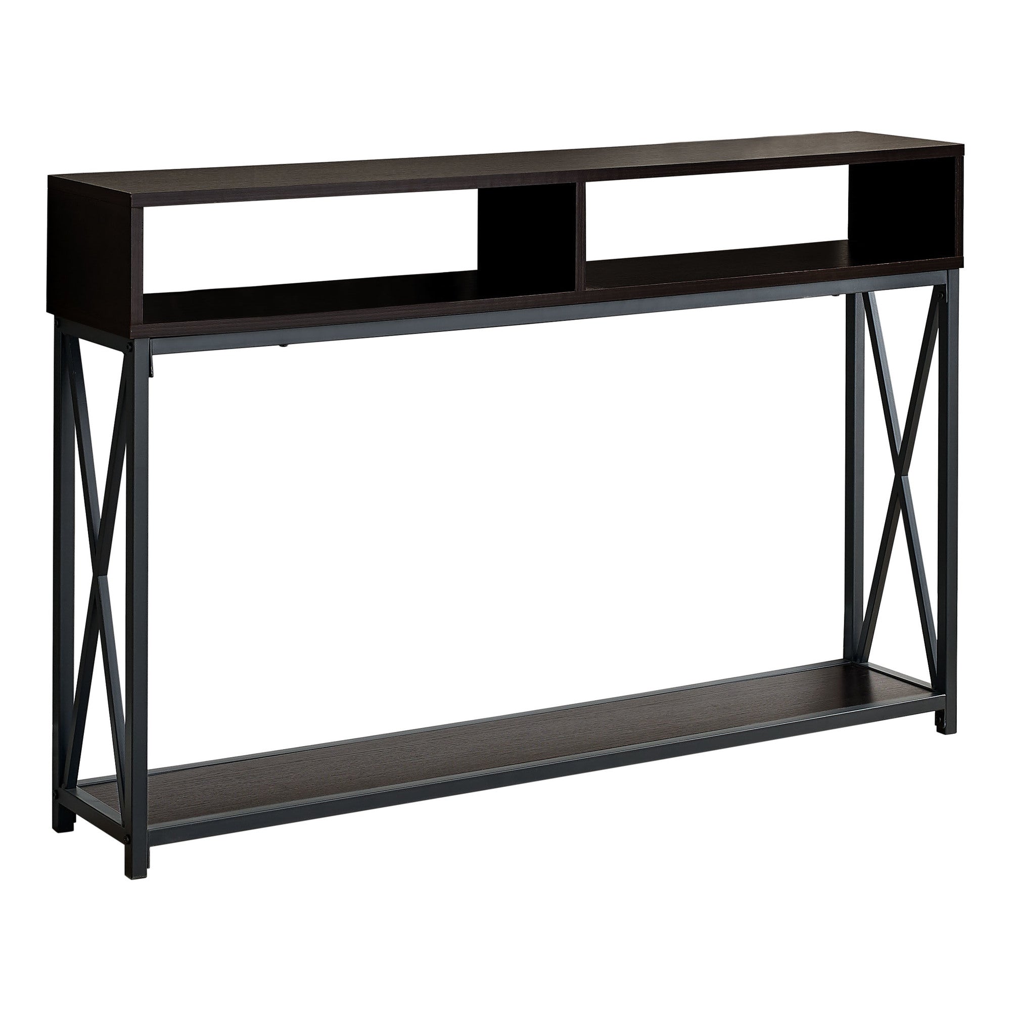 47" Brown And Black Frame Console Table With Storage