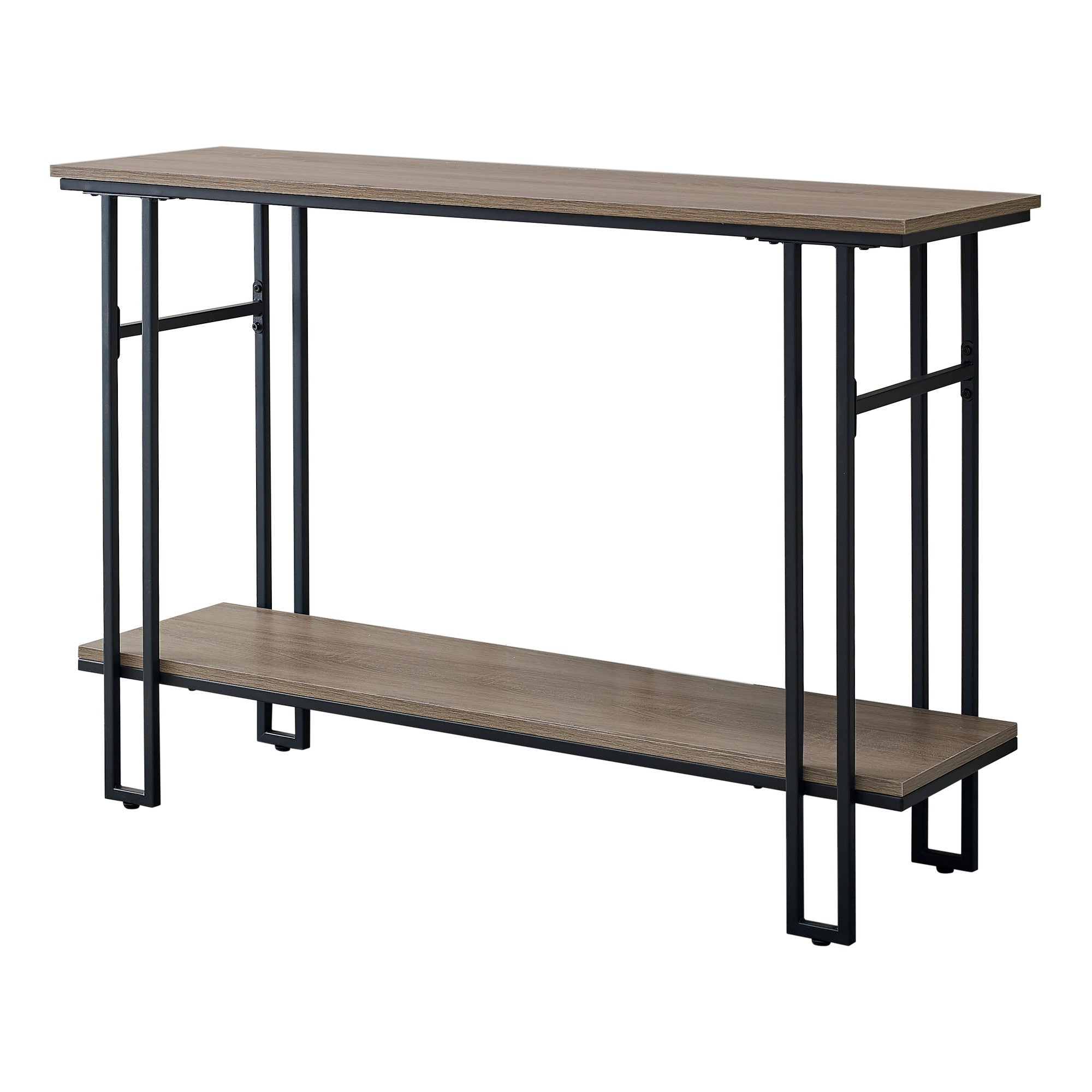 47" Taupe And Black Frame Console Table With Storage