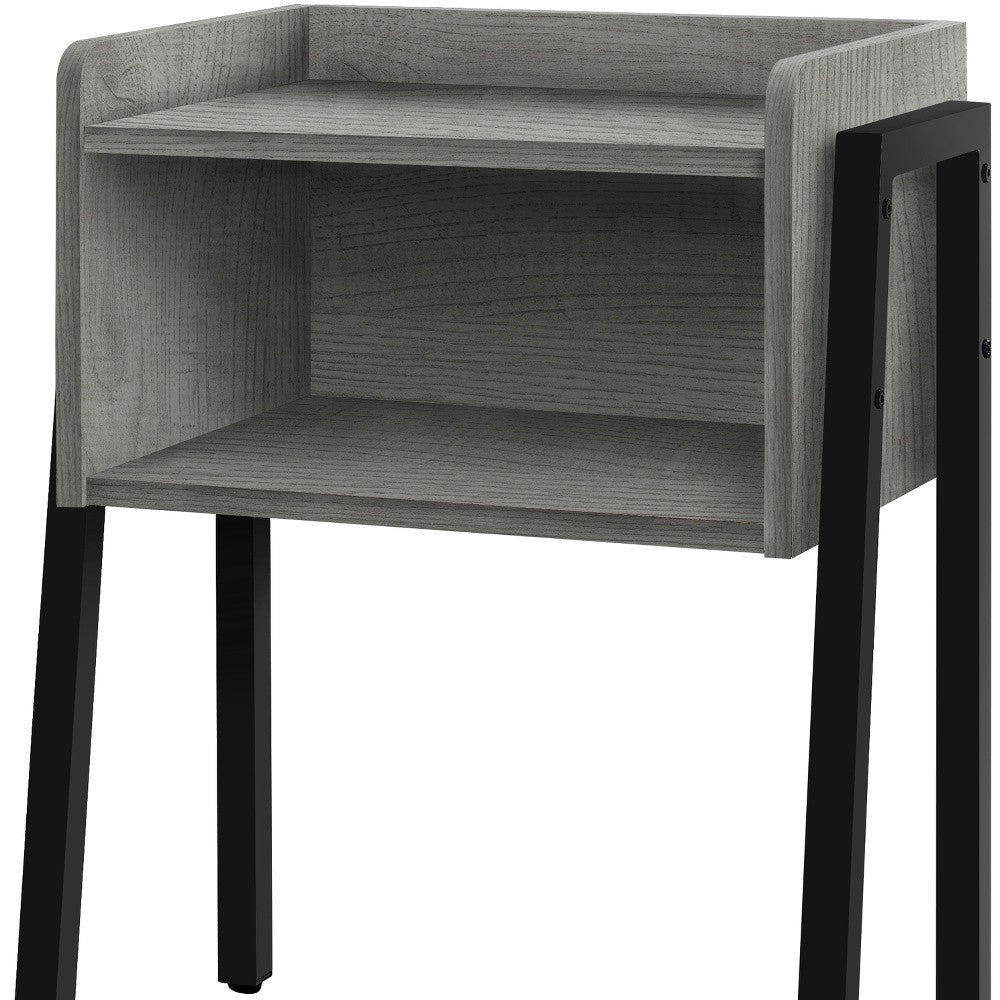 23" Rectangular Grey And Black Metal Accent Table