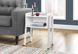 23" Rectangular White Accent Table With White Metal Legs