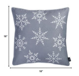 Set Of Four Silver Gray 18" Snowflakes Throw Pillow Covers