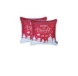 Set Of 2 18" Christmas Merry Bright Throw Pillow Cover In Multicolor