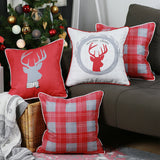 Set Of 4 18" Winter Deer Throw Pillow Cover In Multicolor