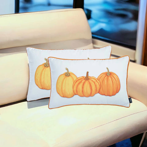 Set Of 2 20" Thanksgiving Pumpkin Throw Pillow Cover In Multicolor