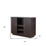 Espresso Wood Finish Wine And Stemware Cabinet