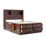Espresso Finish Wood Multi-Drawer Platform King Bed With Pull Out Tray