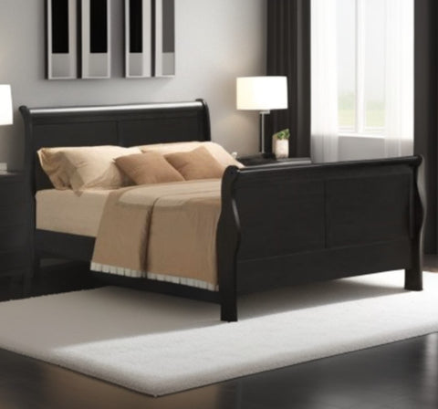 Black Wooden Full Size Sleigh Bed