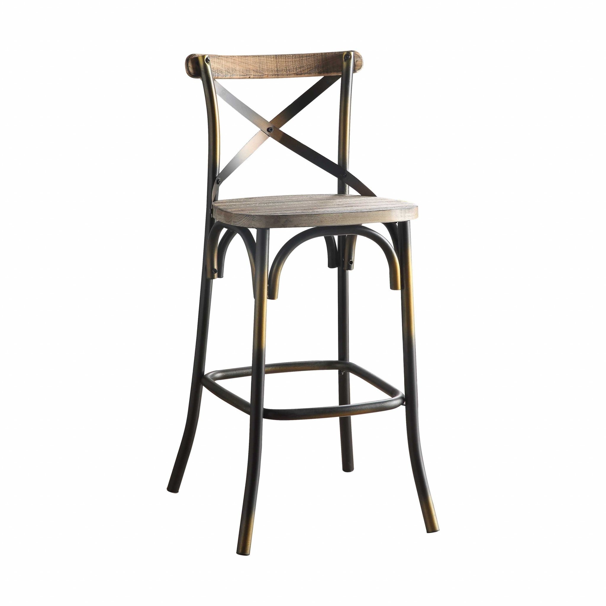 " Oak Metal Bar Height Bar Chair