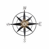 Black Metal Wall Decor Compass With Gold Center Accents