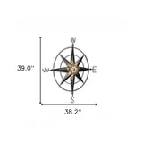 Black Metal Wall Decor Compass With Gold Center Accents