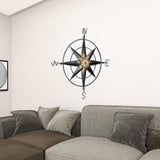 Black Metal Wall Decor Compass With Gold Center Accents