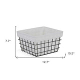 Rectangular White Lined And Metal Wire Storage